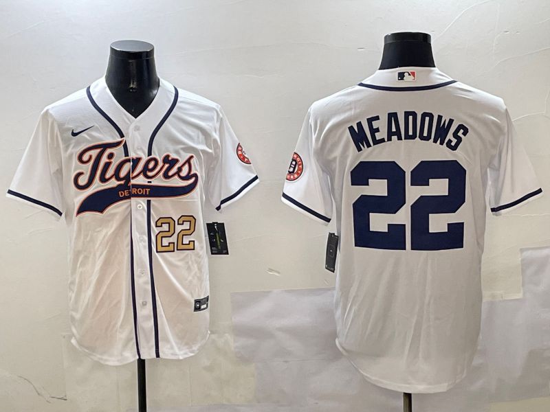 Men Detroit Tigers #22 Meadows White Jointly Name 2025 Nike MLB Jersey style 4->detroit tigers->MLB Jersey